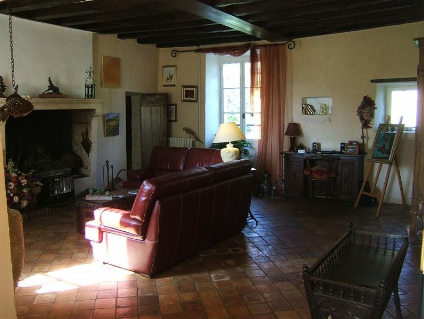 immobilier Sarthe (72):5. Séjour 40 m² , tomettes et cheminée