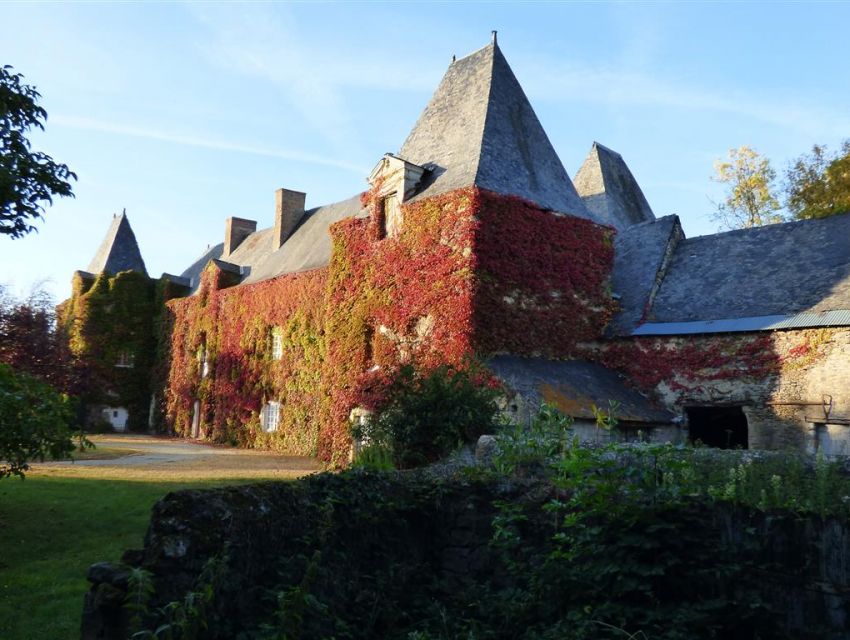 Château à restaurer en Pays de la Loire (confins Sarthe et Mayenne)  avec grand logis XVIIème  cantonné de 4 pavillons avec lucarnes ornées de frontons.